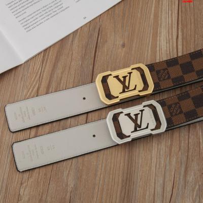 LV 全套包装 宽度3.8cm 经典咖格面料配十字纹底皮 搭配精品钢扣 可以双面使用 百搭实用